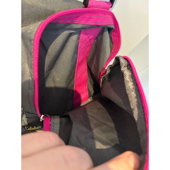 Cabelas Duffel Bag Gray Pink Canvas Travel Gym Fishing Overnight Crossbody Strap - Picture 4 of 5